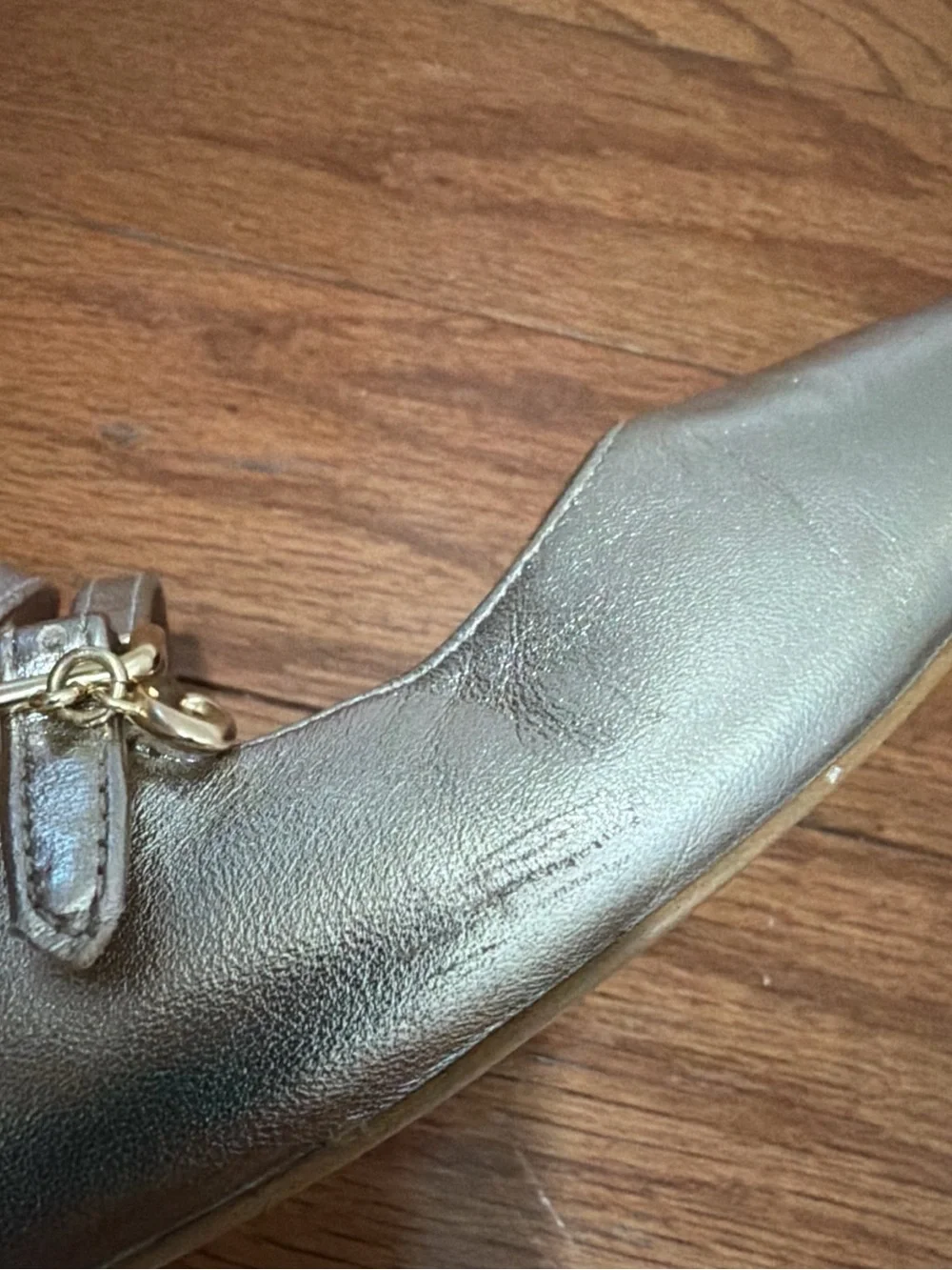 Coach Metallic gold rose Double-Strap Mary Jane Flats Sz 9